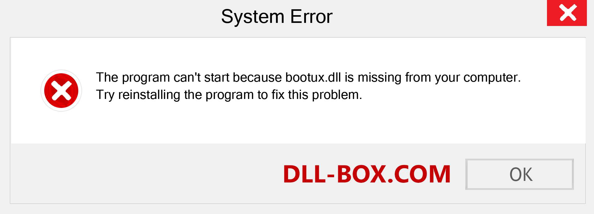  bootux.dll file is missing?. Download for Windows 7, 8, 10 - Fix  bootux dll Missing Error on Windows, photos, images